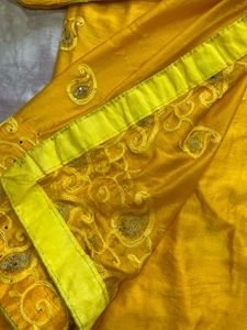 Yellow Embroidered Chiffon Saree