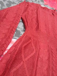 Red Cable Knit Sweater Dress