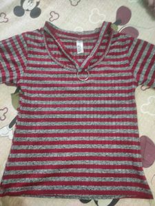 Striped Ribbed Ring  Crop Top