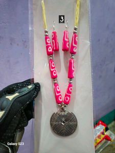 Coral Bead Women Necklace &amp; Earring Set