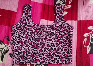 Pink Leopard Print Crop Top