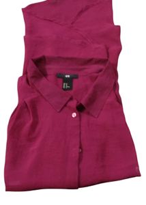 H&amp;M Tank Top  Sheer Button-up Sleeveless S