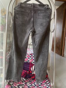 Grey Denim Straight Leg Jeans