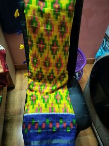 Yellow & Blue Patterned Saree
