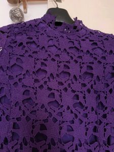 Purple Lace Long Sleeve Dress