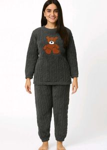 winter warm Cute Bear Print Lounge Set
