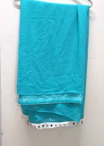 sky blue Saree with Silver white Border