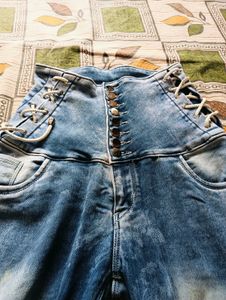 High Waist Corset Detail Jeans