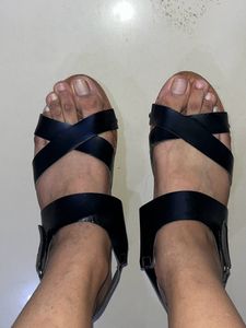 Black Feathers Wedged Heels