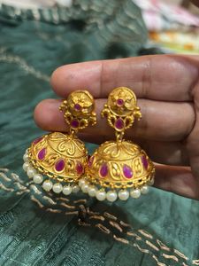Gold Jhumka Earrings