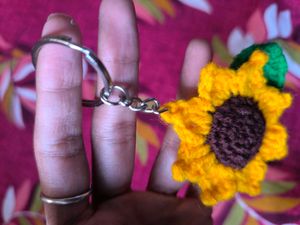 Crochet Sunflower Keychain