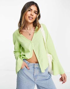 Lime Green Bell Sleeve Top