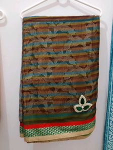 Striped Saree with Embellishments