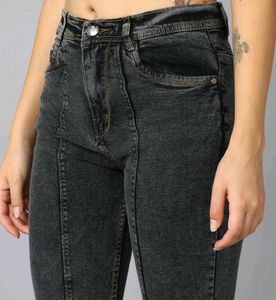 Women Flared High Rise Black Jeans