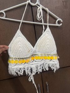 Crochet Halter Top with Sequins