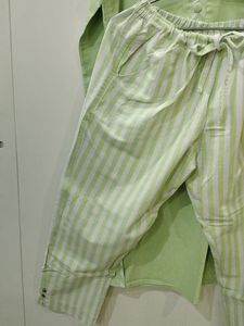 Green Kurta with Striped Bottom