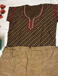 Brown Embroidered Salwar Kameez