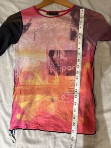 Beautiful Graphic Print Mesh Top