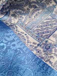 Printed silk white beautiful sari