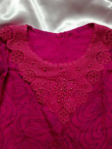 Pink Embroidered Kurta