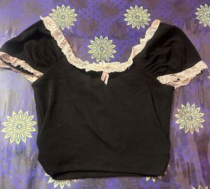 Black cute bow top