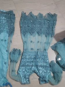 Blue Embellished Lehenga Set