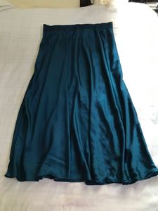 Turquoise Satin Maxi Skirt Waist 32