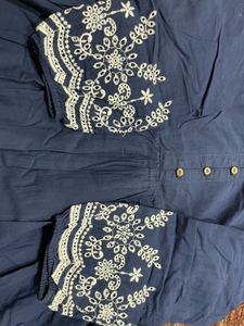 Elegant Navy Blue Embroidered Kurta