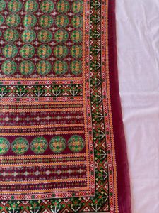 Regal Maroon Saree with Green&amp;maroon Border