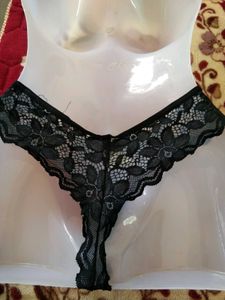 Black Lace Thong Panties