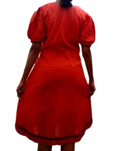 Red Puff Sleeve Dress