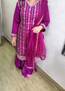 Silk Embroidered Sharrara Set