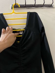 Black Ruched Mini Dress