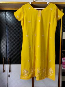 Yellow embroidery Kurta And Salwar