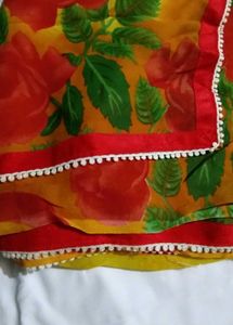 Floral Print Scarf Saree