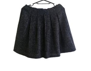 Charcoal Textured A-Line Pleated Skirt