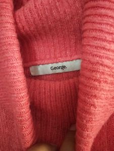 Coral Turtleneck Pullover Sweater