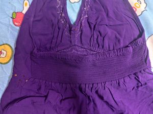 Purple Pinteresty Sequin Halter Neck Top