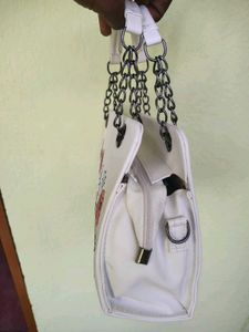 Floral Embroidered White Bag