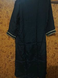 Black Silk Kurta With Golden Sequence Work