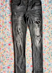 Zara Distressed Gray Wash Jeans