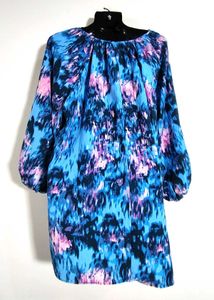 Abstract Print Blue Dress