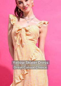 Tokyo Talkies Women Skater Yellow Dress