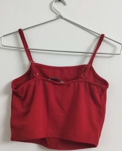 Red Cropped Top With Spaghetti Straps