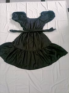 Casual Party Mini Dress Square Neck Short Bubble S