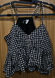 Black &amp; White Gingham Sleeveless Top