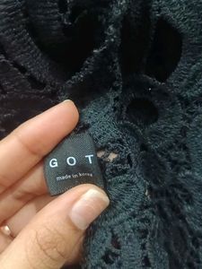 Korean Black Net Crop Top