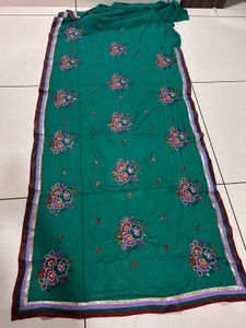 Embroidery  Work Teal Saree