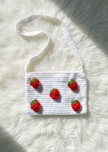 Crochet Strawberry sling Bag