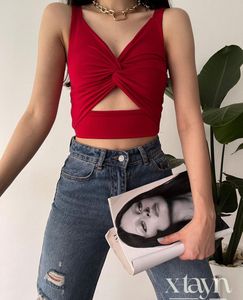 DATE PERFECT Red Front Twist Top